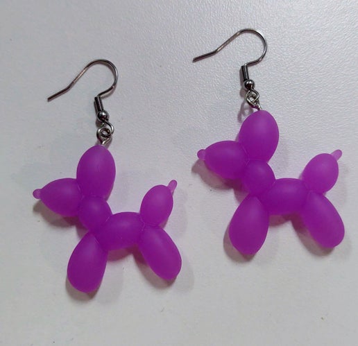 Purple Balloon Animal Dangle Earrings