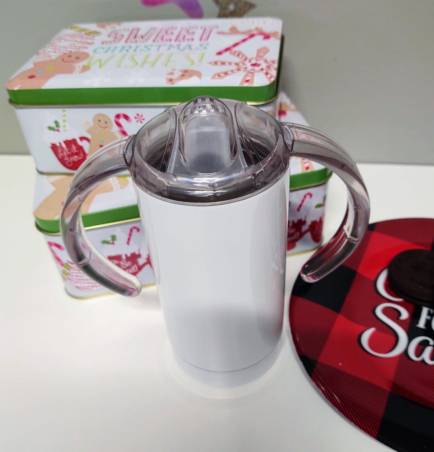 Christmas Adult Sippy Cup : "I Put Out for Santa" Cookies & Milk