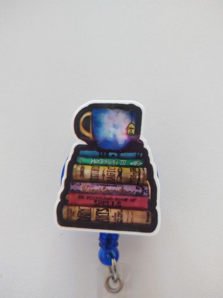 Books & Tea Retractable Badge Reel