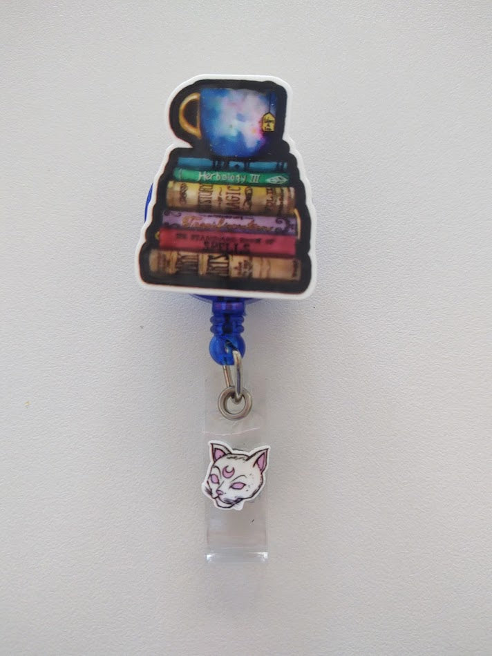 Books & Tea Retractable Badge Reel