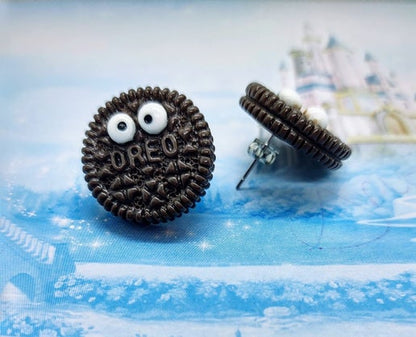 Oreo Style Cookie Stud Earrings