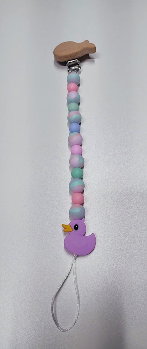 Marble Duckie Pacifier Clip