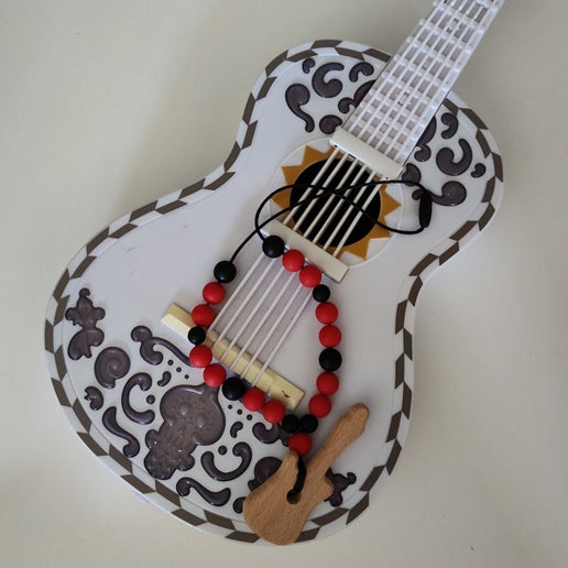 Little Rockstar Guitar Silicone Bead Necklace