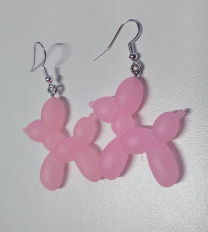 Pink Balloon Animal Dangle Earrings