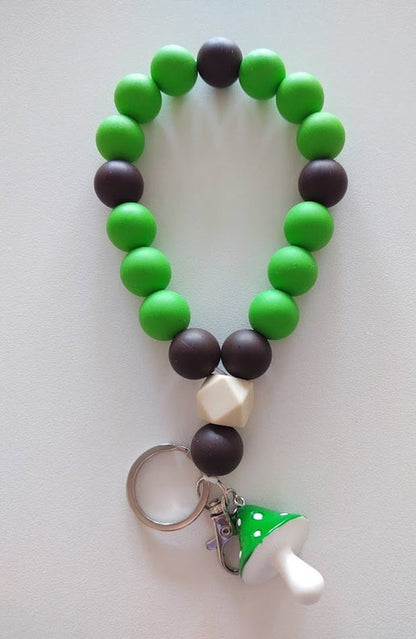 Mushroom Wristlet Keychain Green