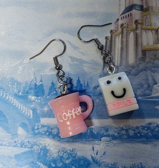 Coffee and Milk Dangle Earrings