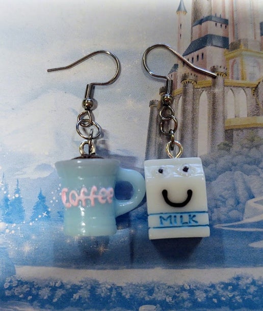 Coffee and Milk Dangle Earrings