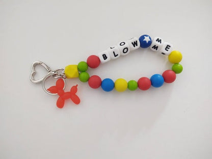 Blow Me Balloon Animal Wristlet Keychain