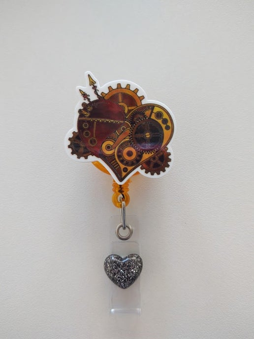 Steampunk Heart Retractable Badge Reel