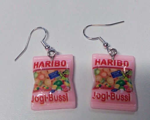 Pink Haribo Candy Bag Dangle Earrings