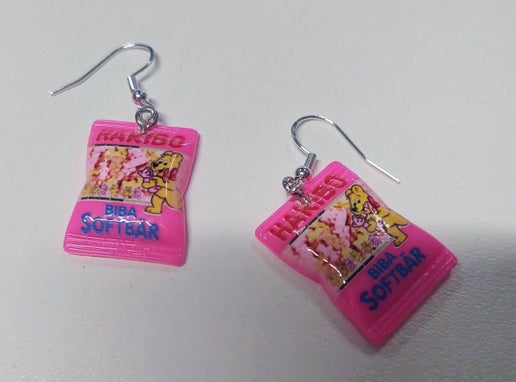 Pink Haribo Candy Bag Dangle Earrings