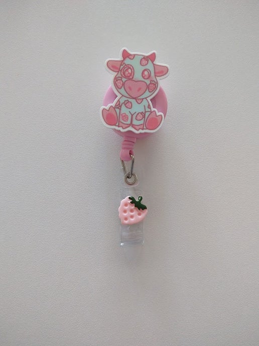 Strawberry Cow Retractable Badge Reel