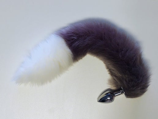 Grey & White Fox Tail Plug