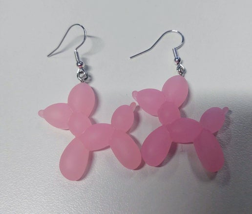 Pink Balloon Animal Dangle Earrings